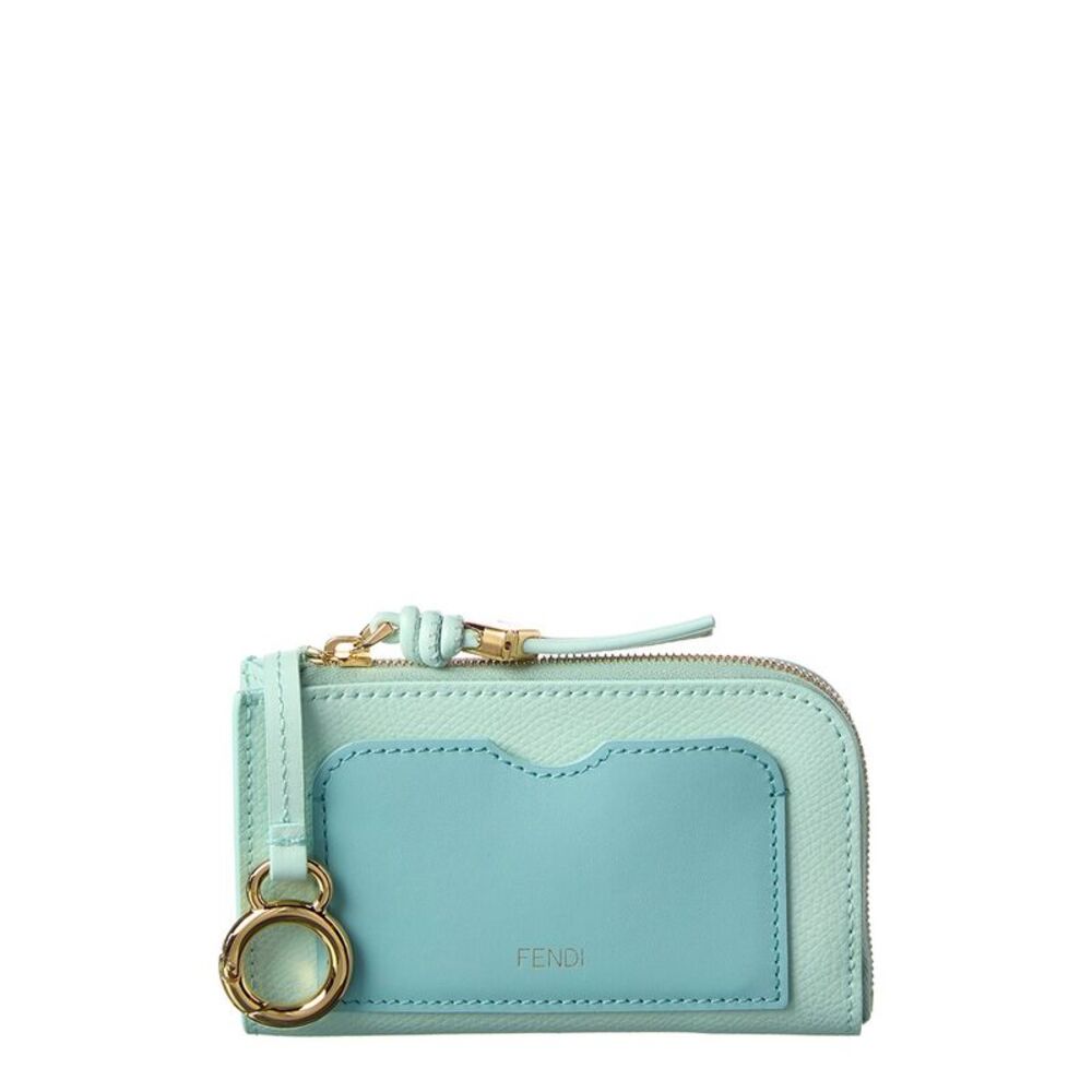 Fendi Ff Diamond Leather Coin Purse, Green